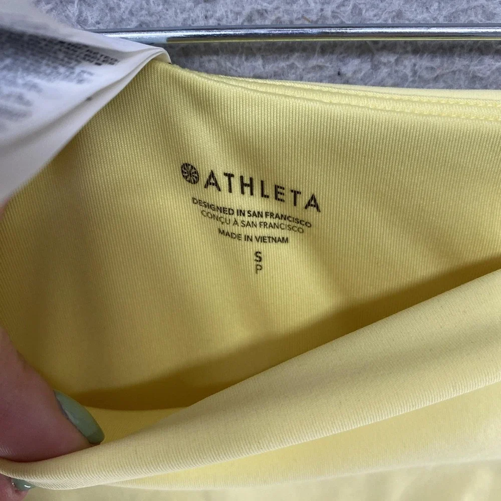 Athleta Bikini Set Womens Small Butter Yellow High Waisted 2 Piece Swim Beach
